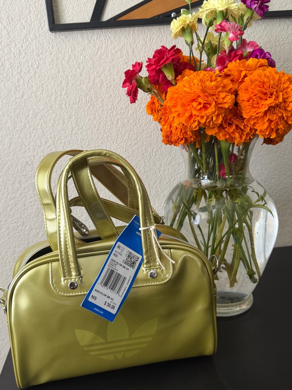 Adidas Metallic Olive Green Mini Bag